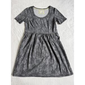 Saturday Sunday Anthropologie Jersey Floral Pocketed Gray Jacquard Dress Size M